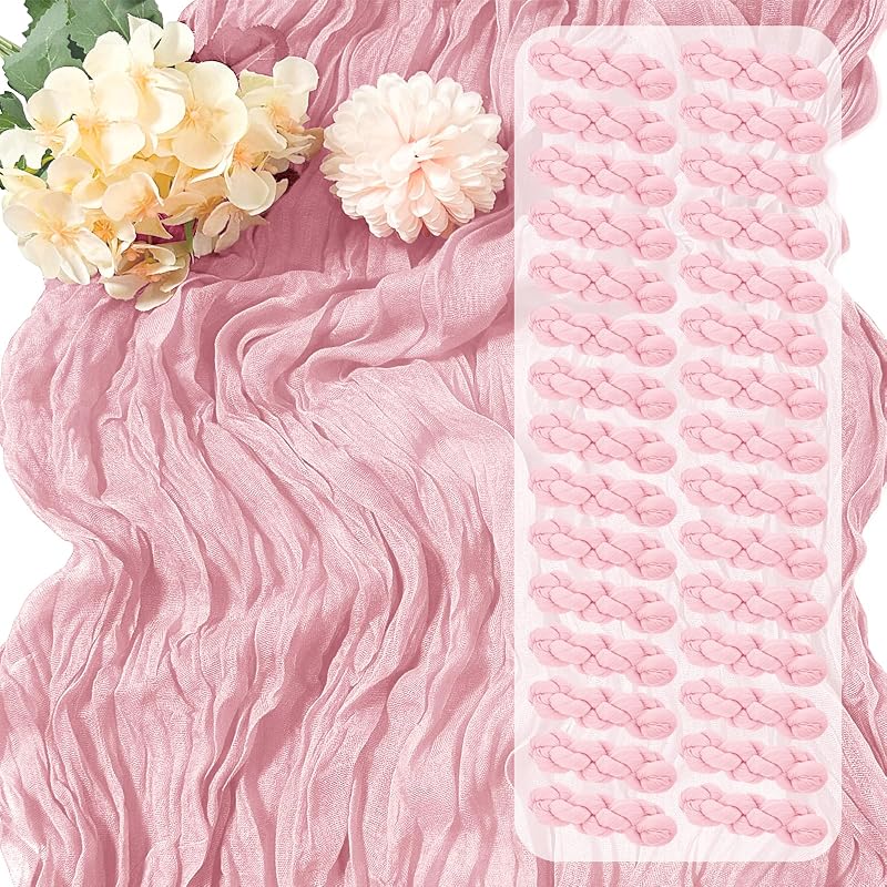30 Caminos Mesa Estopilla Rosa Claro 17x108pulg Rosa Rústico