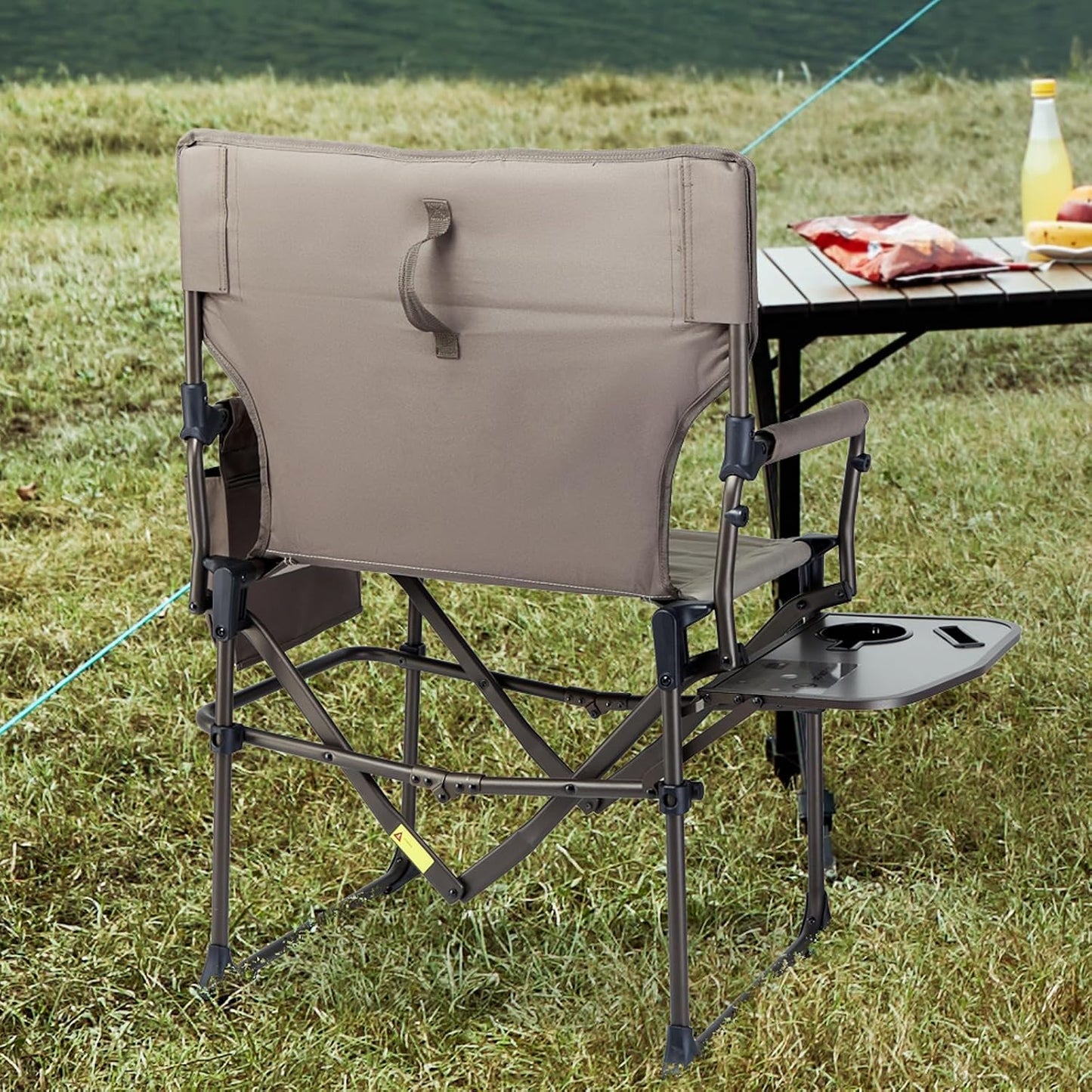 Silla aluminio plegable camping mesa lateral bronceado set 2