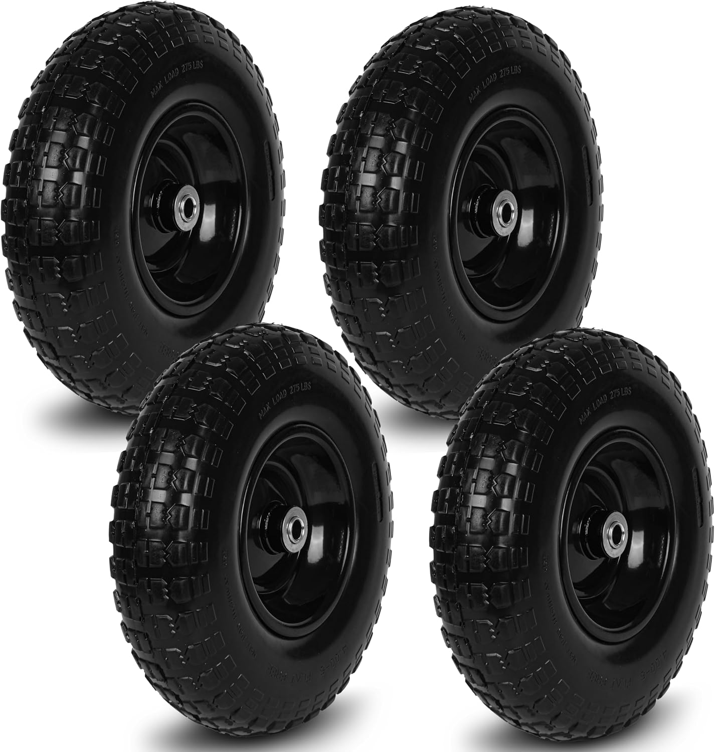 4 Pzas Ruedas Sin Aire 13pulg 4.00-6 Orificio 5/8'' para Carretilla