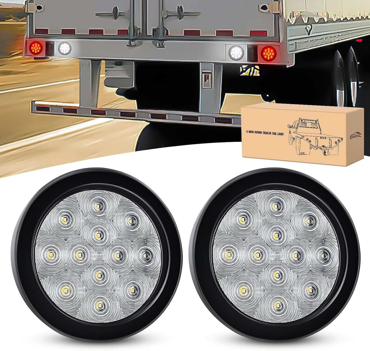 Luz trasera redonda 4" para remolque 12 LED ámbar IP67