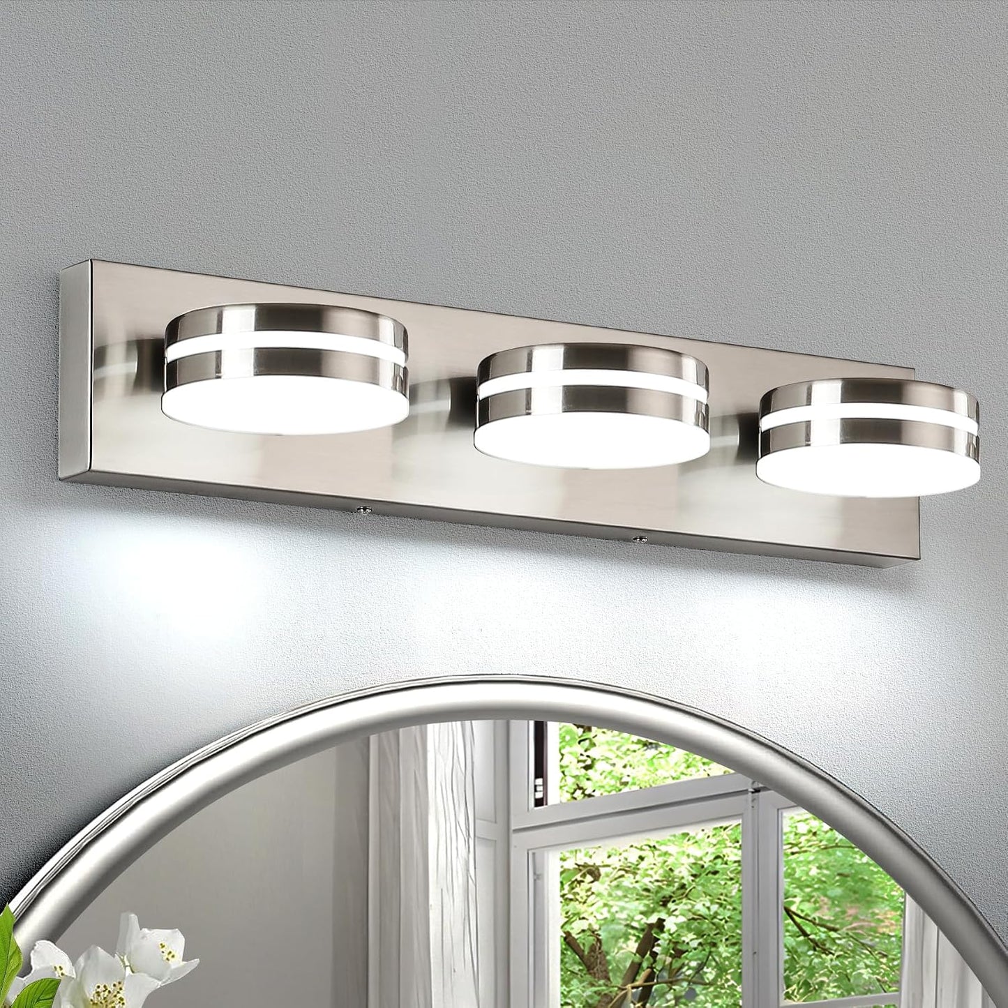 Lámpara baño níquel cepillado 24pulg 3 luces led