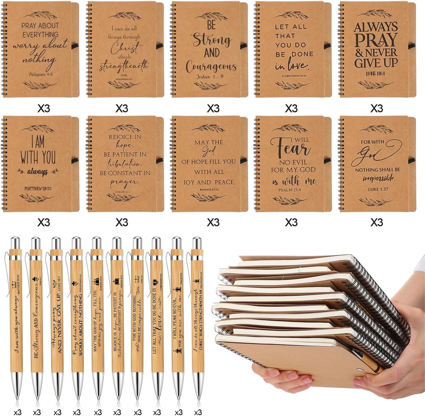 Set 60 cuadernos A5 oración cristiana y bolígrafo bíblico