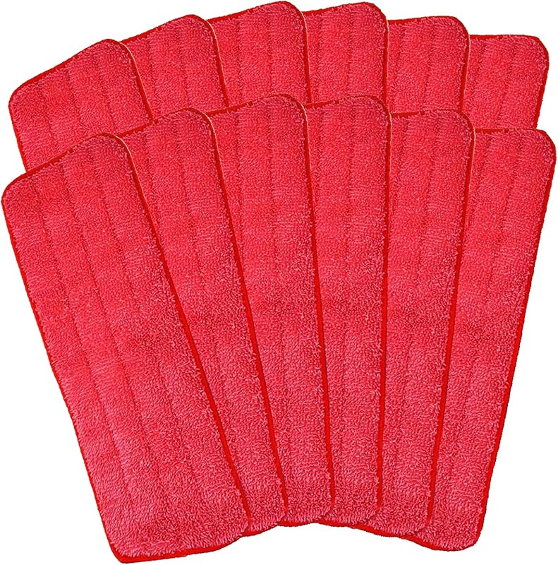 Almohadillas microfibra trapeador 18x6pulg reutilizables 12 rojo