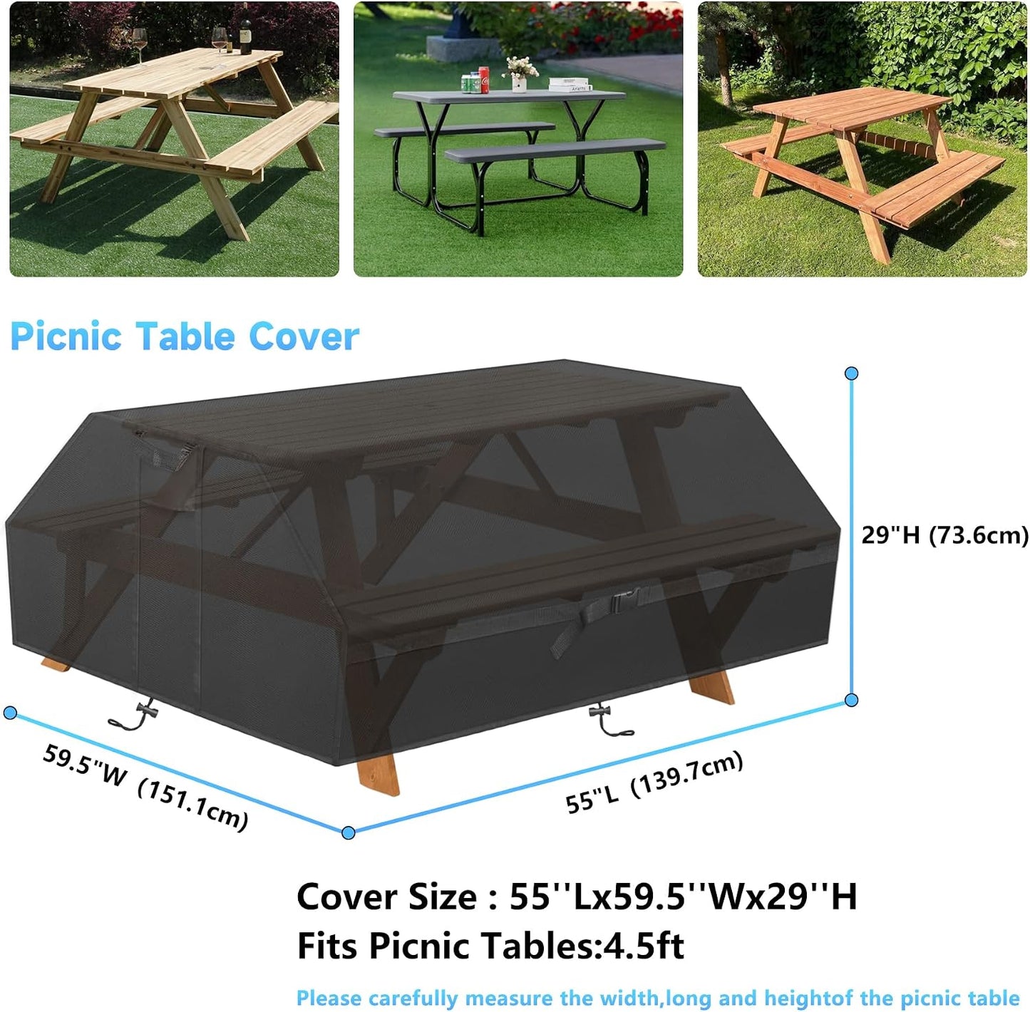Funda mesa picnic 55pulg tela Oxford 600D resistente agua