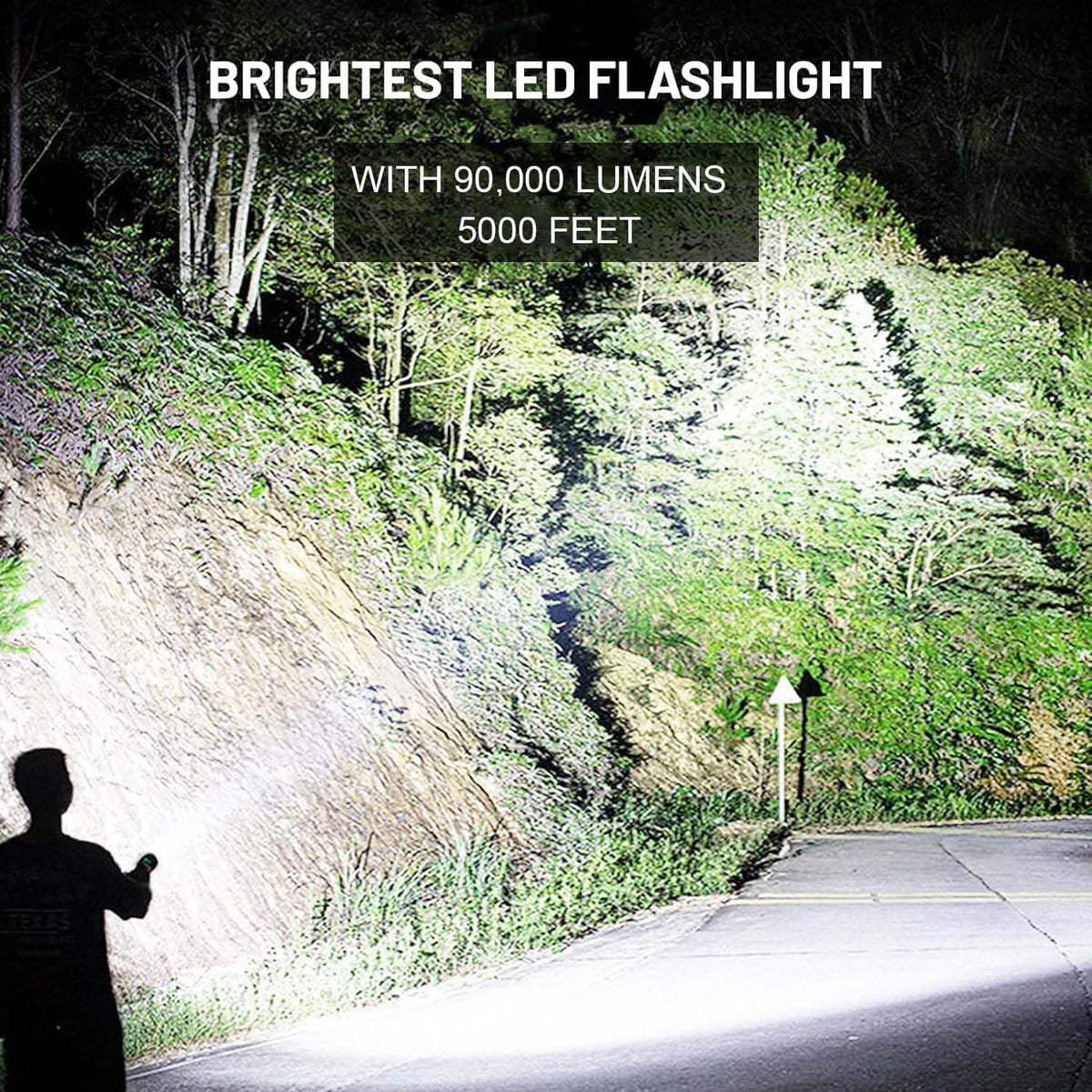Linterna LED recargable 90000 lúmenes 5 modos impermeable