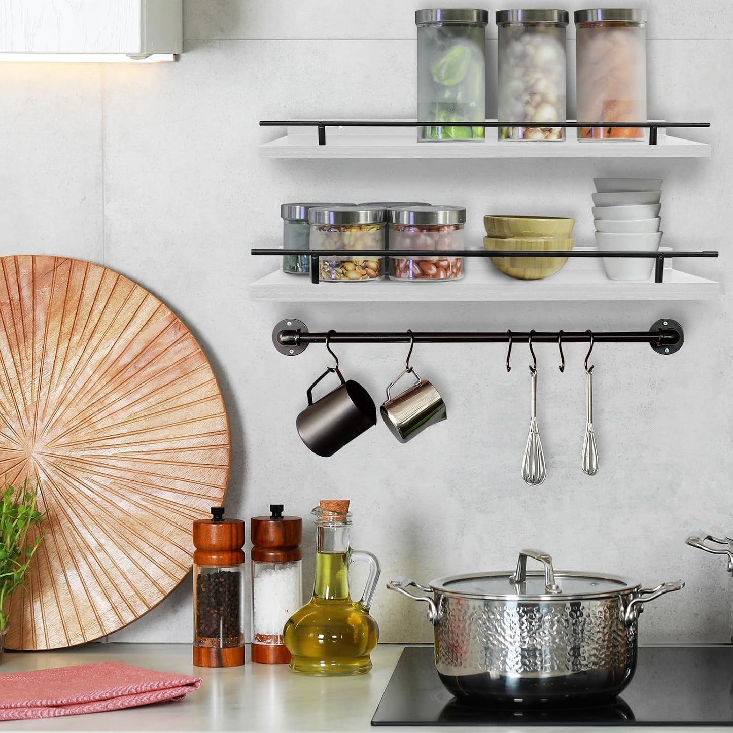 Estantes flotantes madera para cocina baño dormitorio