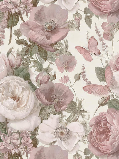 Papel tapiz floral autoadhesivo 16.9x118.1pulg