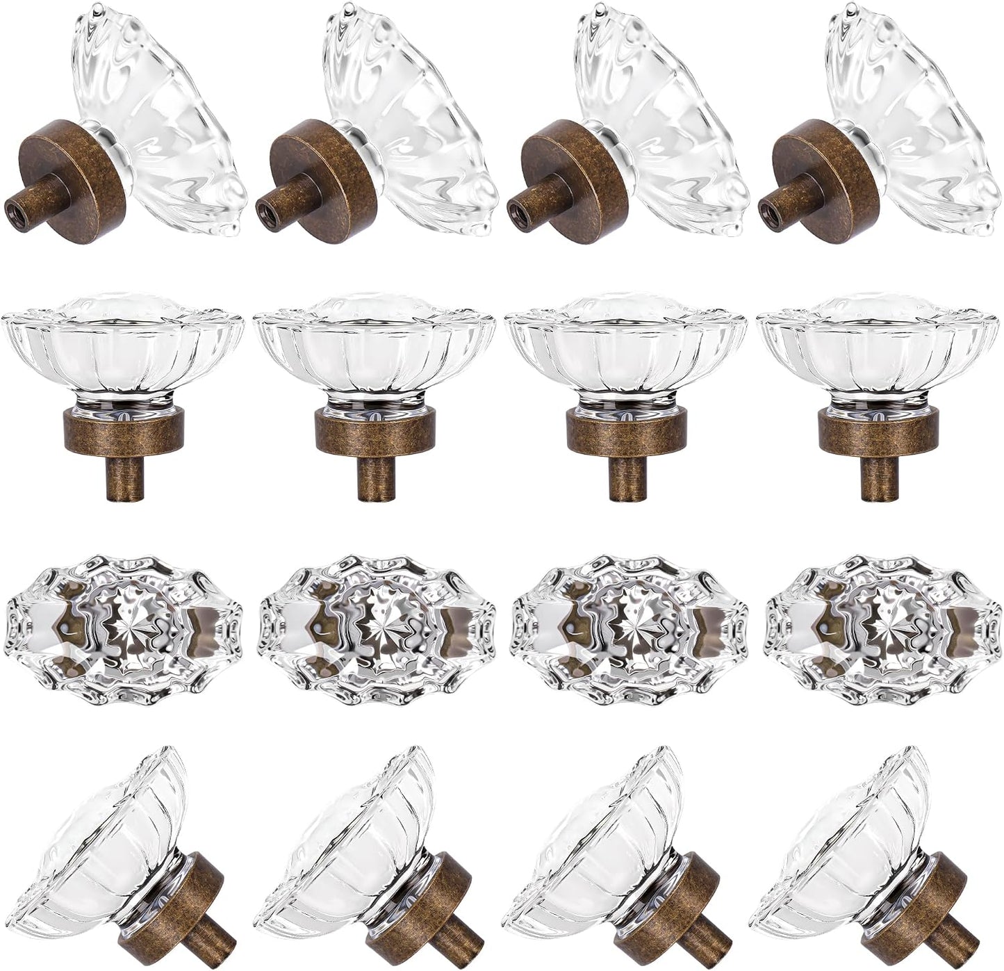 Pack 16 pomos cristal bronce envejecido para cajones