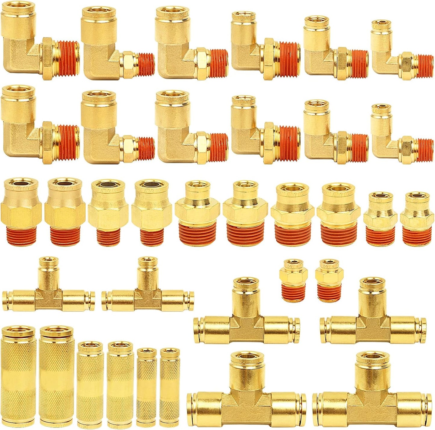 Kit 36 Pzas Accesorios Freno Aire DOT Latón 1/4 3/8 1/2