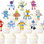 36 Adornos Magdalenas Robots Dibujos Animados Decoración Pasteles
