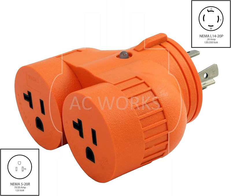Adaptador NEMA L14-20P 20Amp 4 clavijas a 2 conectores