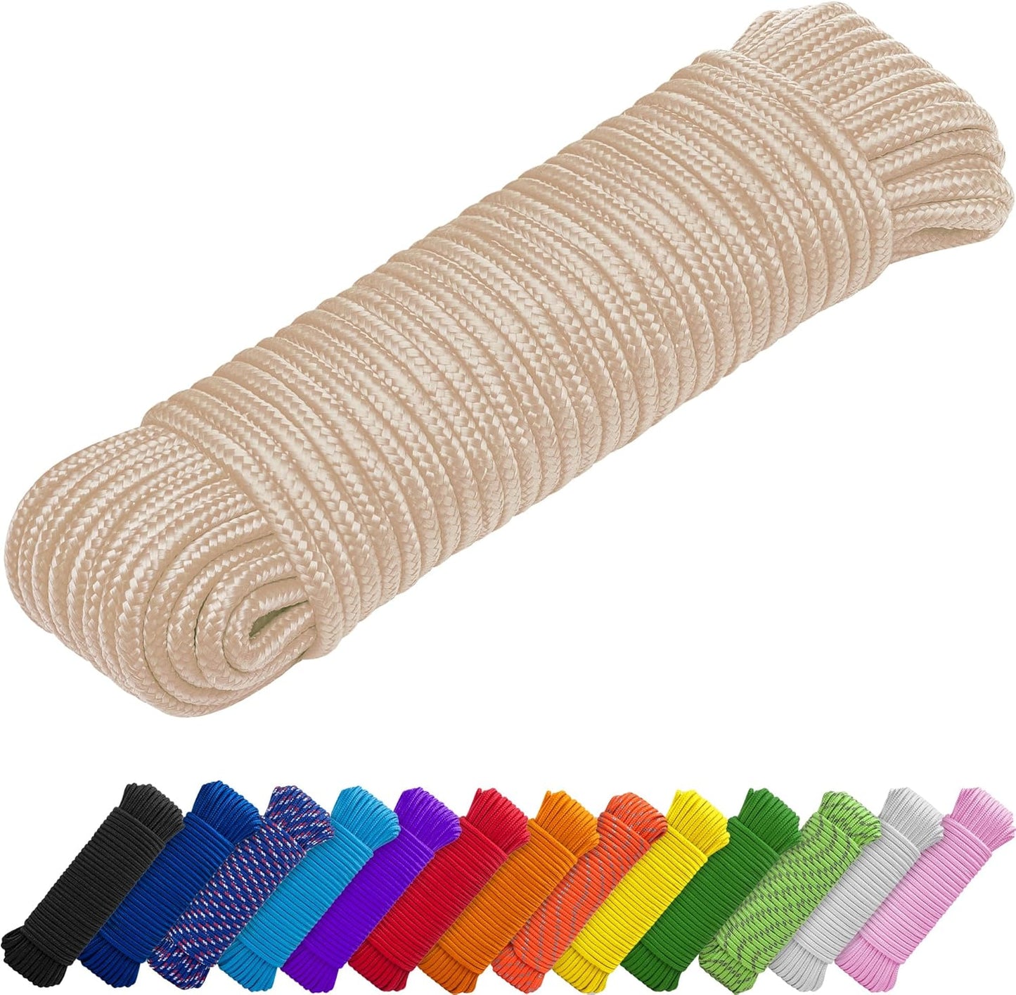 Cuerda utilitaria 90pies 1/4pulg beige polipropileno nylon