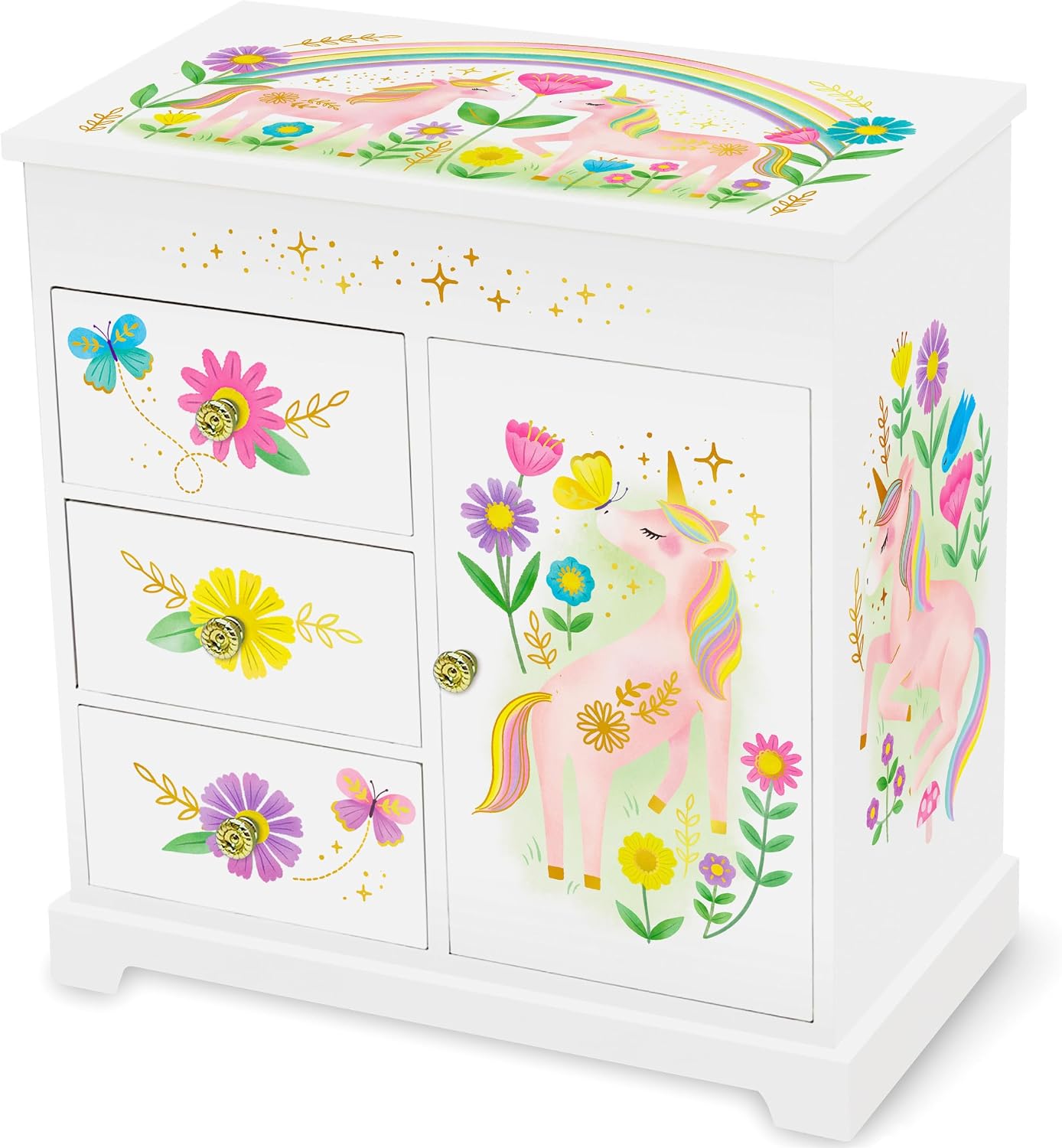 Joyero unicornio para niñas con cajones 9x5x9.3"