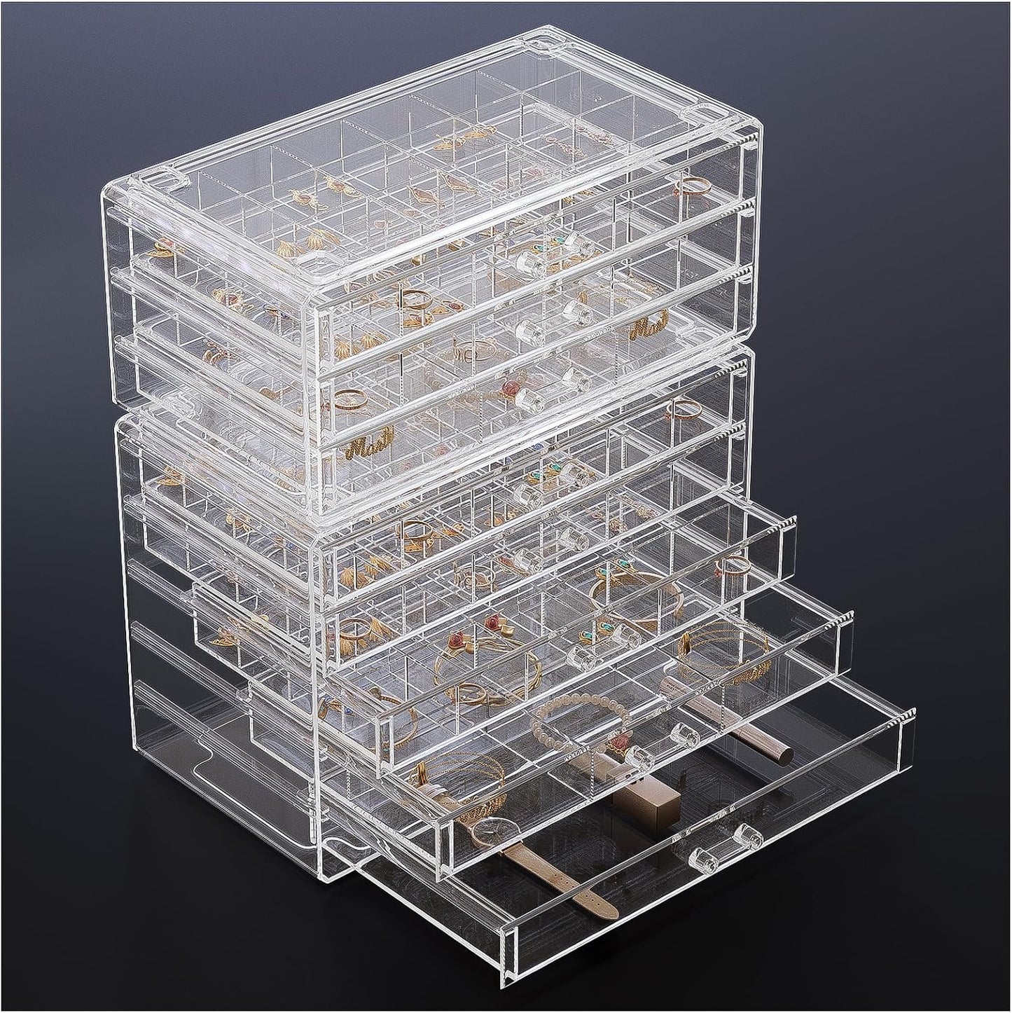 Caja organizadora pendientes acrílico 8 capas transparente