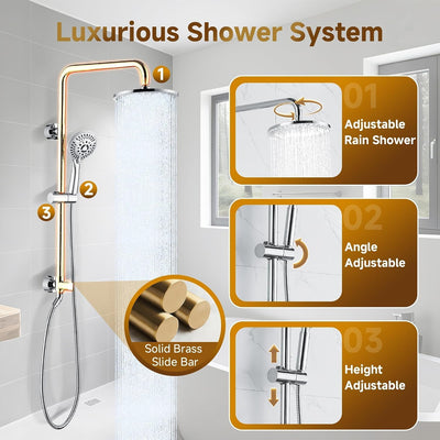 Sistema ducha lluvia con cabezal y soporte ajustable