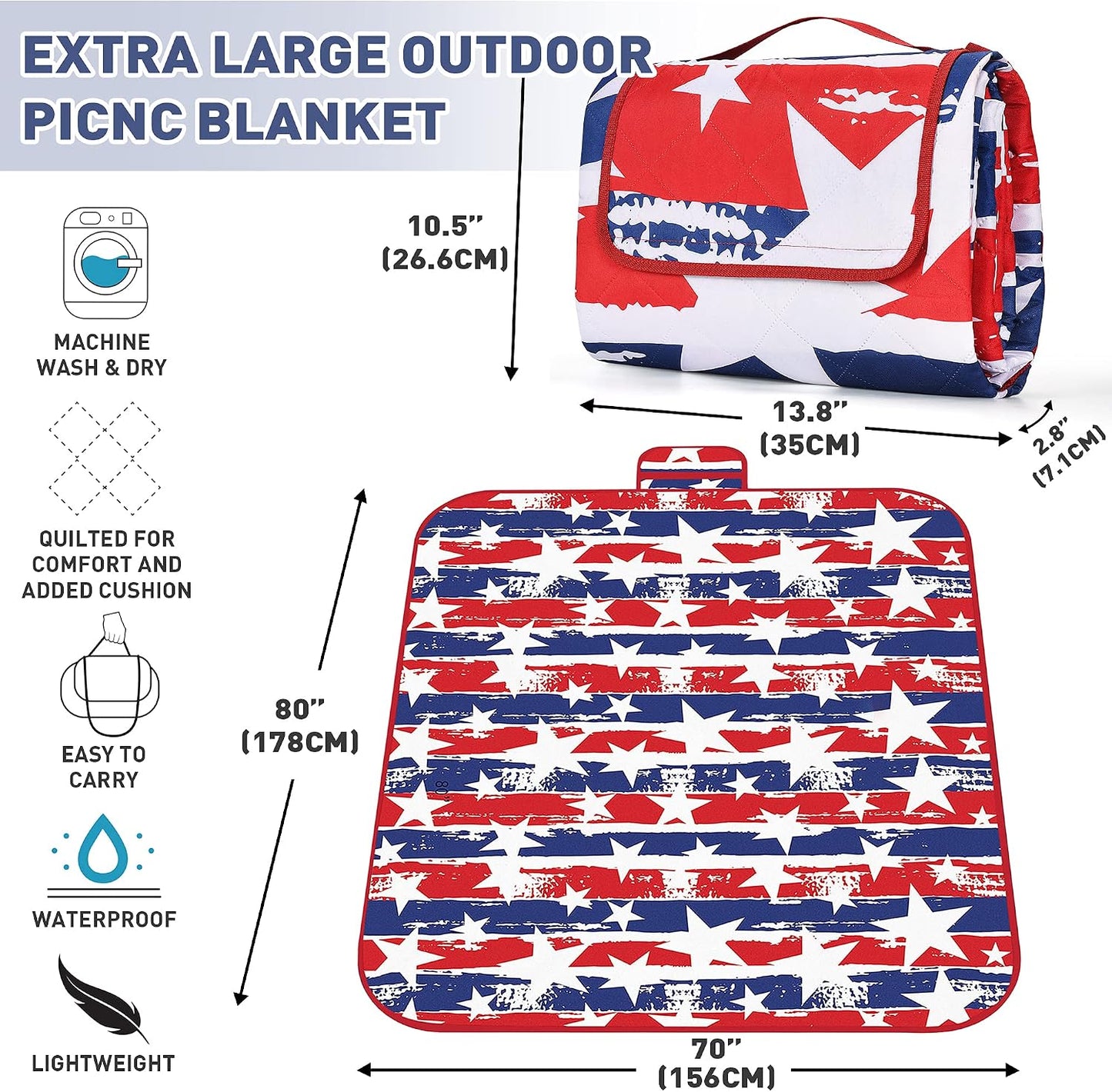 Manta picnic extragrande impermeable 70x80 y 120x108 pulg