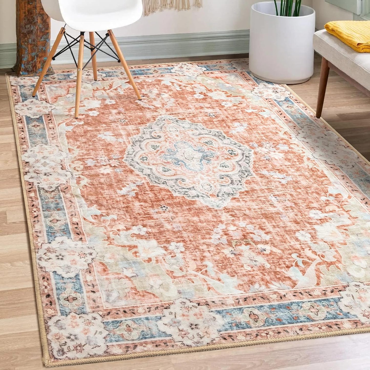 Alfombra Boho 3x5ft Lavable Antiderrap Dormitorio Pasillo