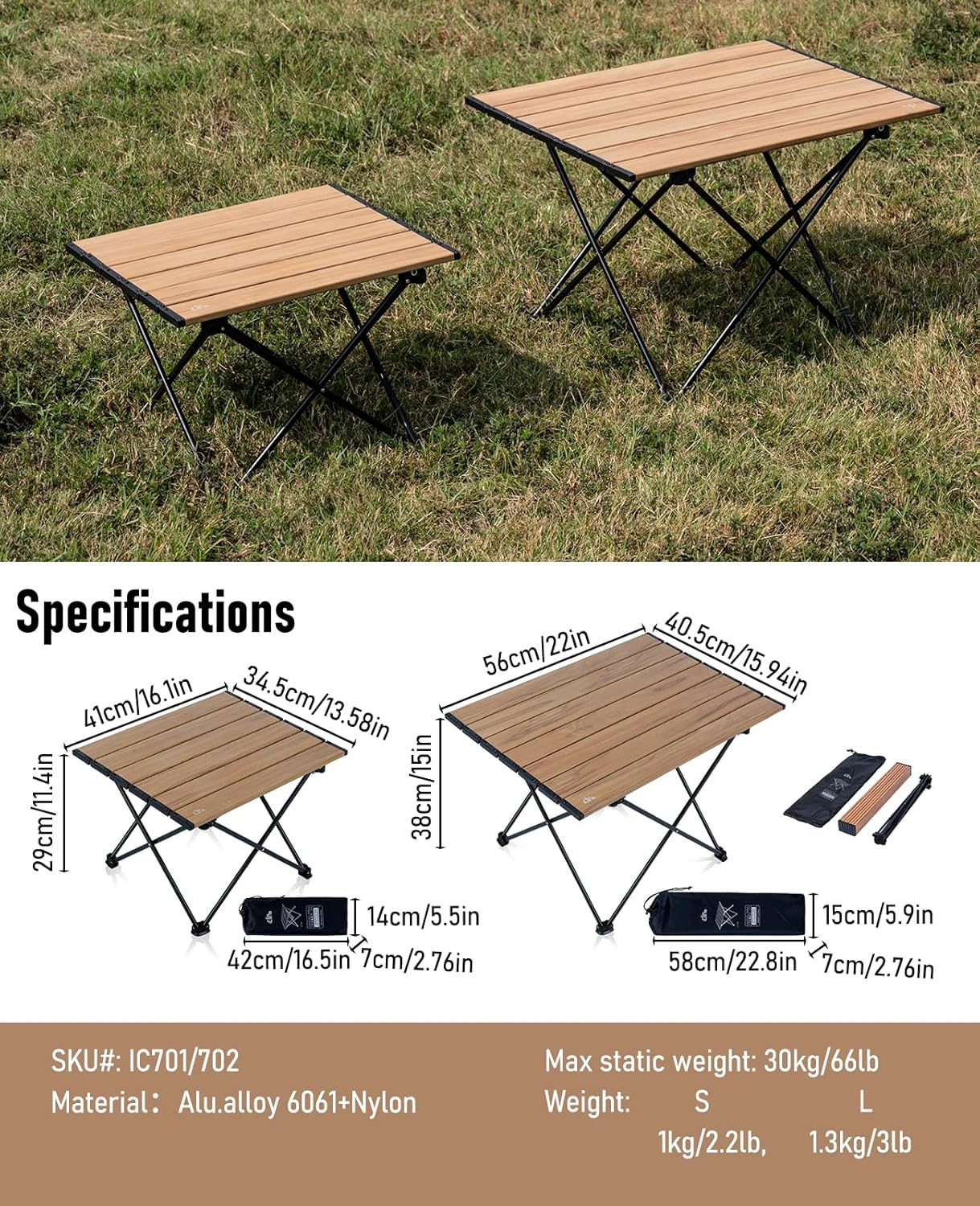 Mesa plegable camping compacta ultraligera con bolsa