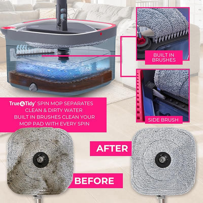 Sistema trapeador giratorio con cubo y 4 almohadillas
