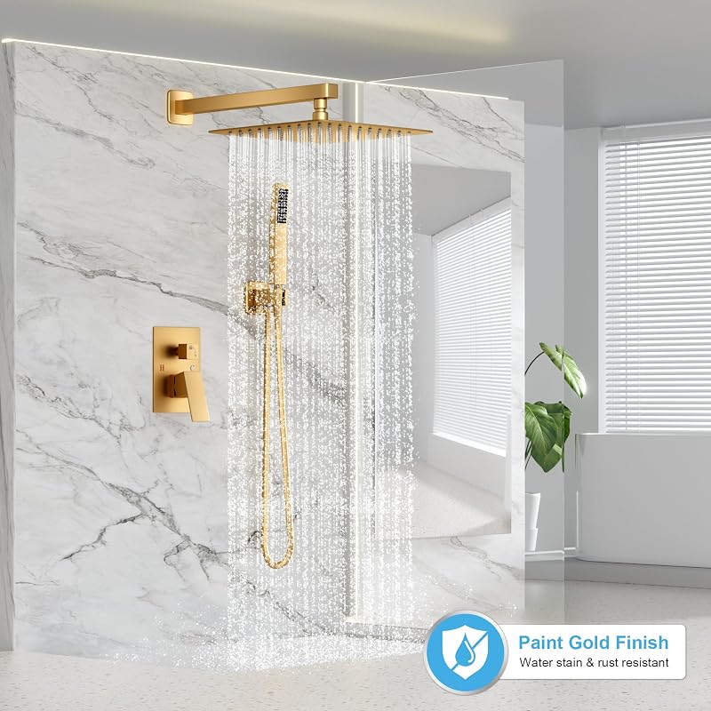 Set grifo ducha dorado sistema lluvia manijas pared