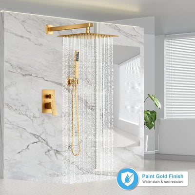 Set grifo ducha dorado sistema lluvia manijas pared