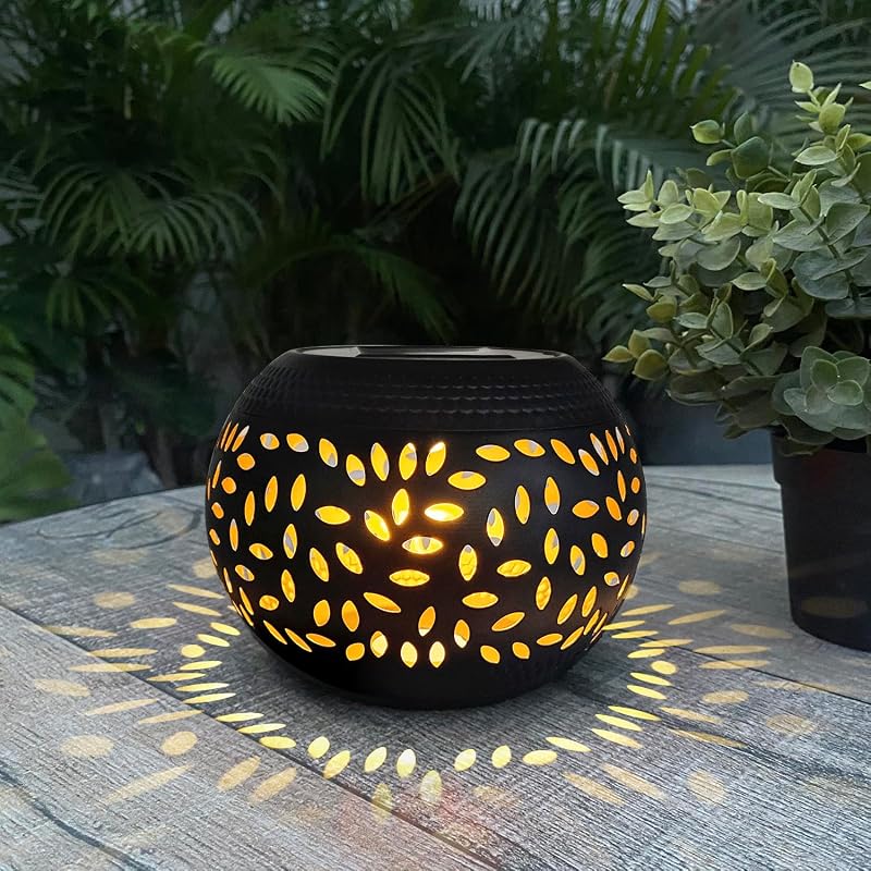Linterna solar para patio mesa metal hueco luces jardín