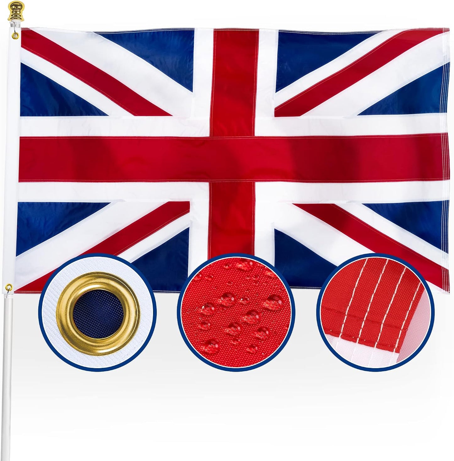 Bandera Union Jack 3x5ft doble cara 210D para exterior