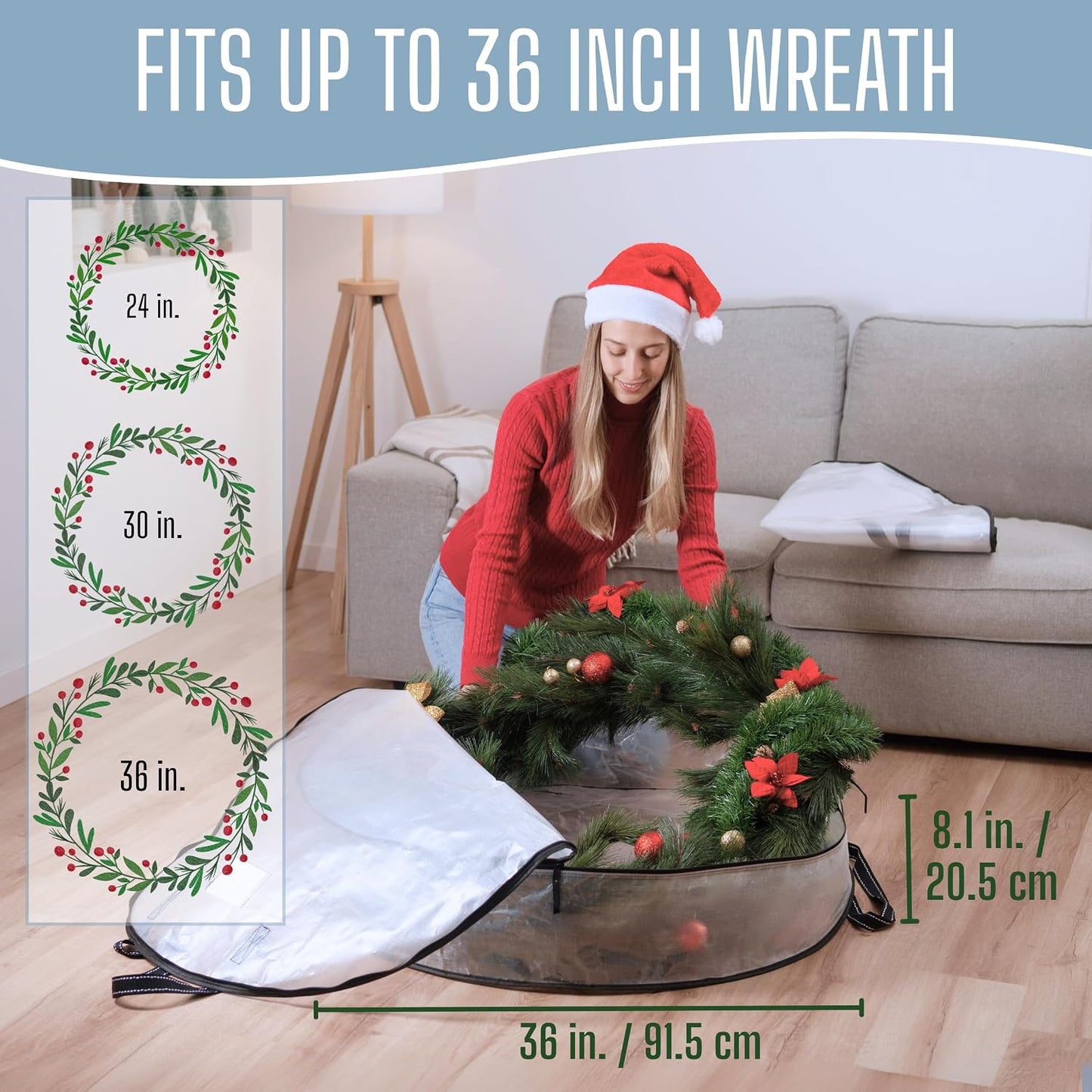 4 Pzas Bolsa Transparente 36" para Coronas Navidad