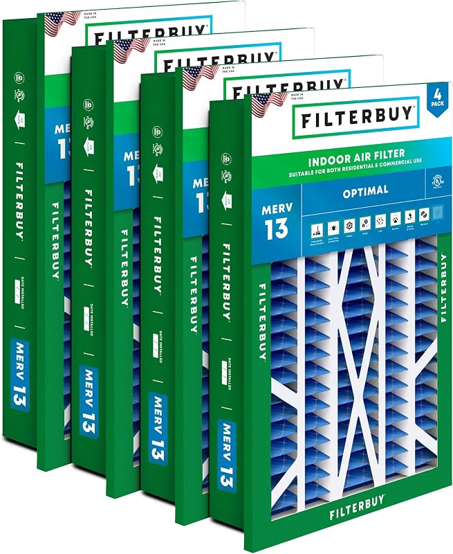 Filtro aire MERV 13 16x25x5pulg pack 4 para horno CA