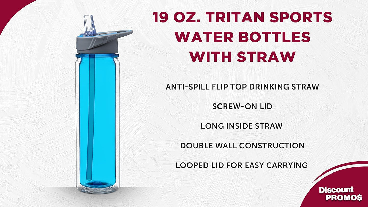 Set 6 Botellas Deportivas con Pajilla 19oz Azul