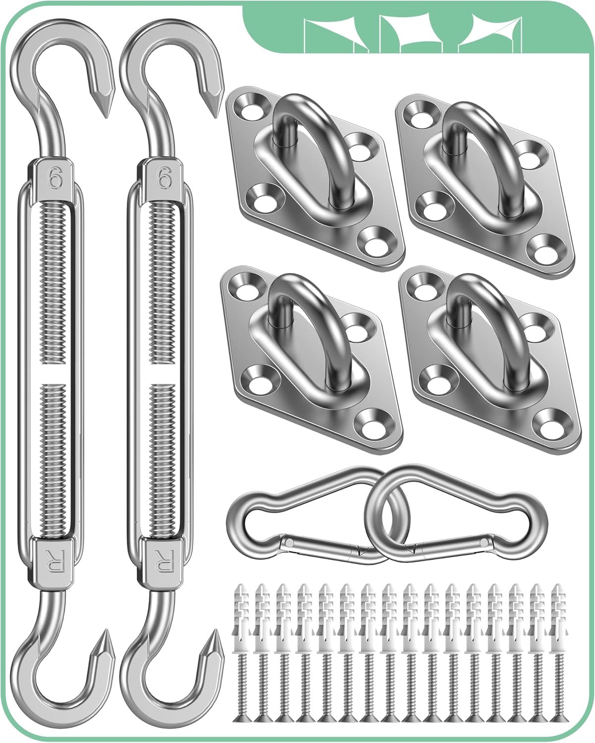 Kit herramientas vela sombra M6 ganchos sol