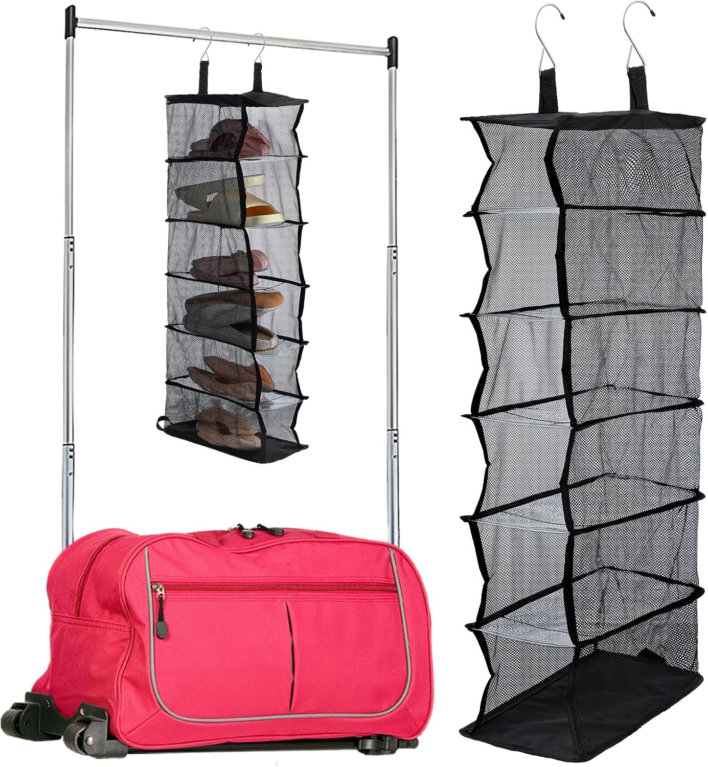 Organiz. zapatos colgante 6 estantes transparente malla