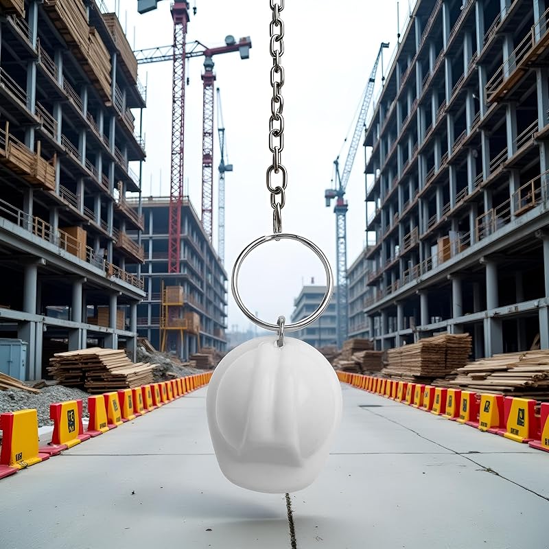 Llavero casco seguridad plástico blanco 3D