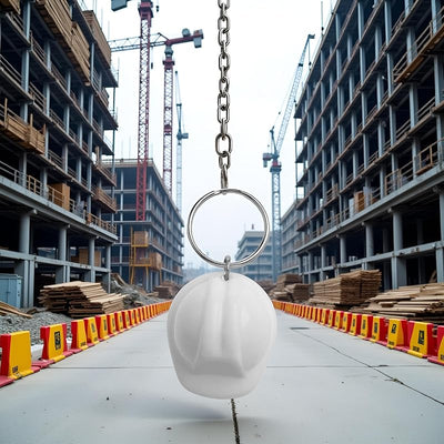 Llavero casco seguridad plástico blanco 3D