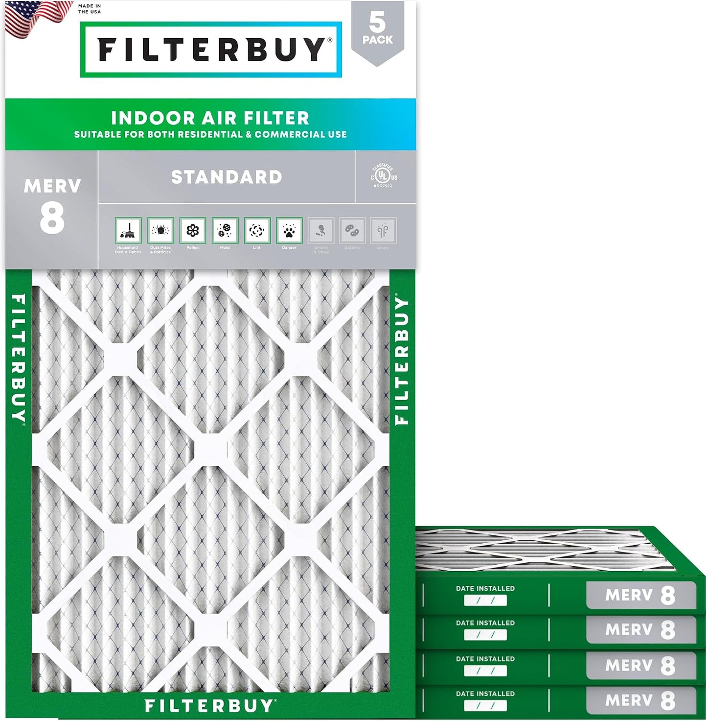 Filtro aire MERV 8 plisado HVAC pack 5