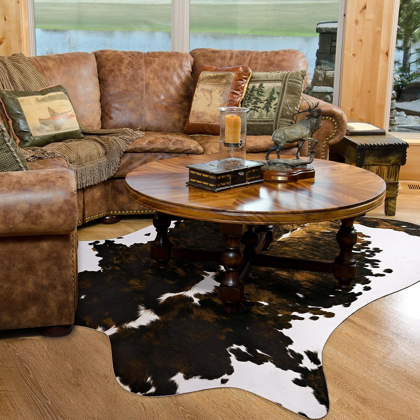 Alfombra sintética piel vaca 5.2x4.6ft decoración occidental