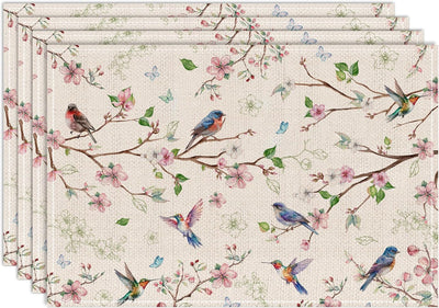 4 Manteles 12x18pulg Estilo Primavera Floral para Mesa