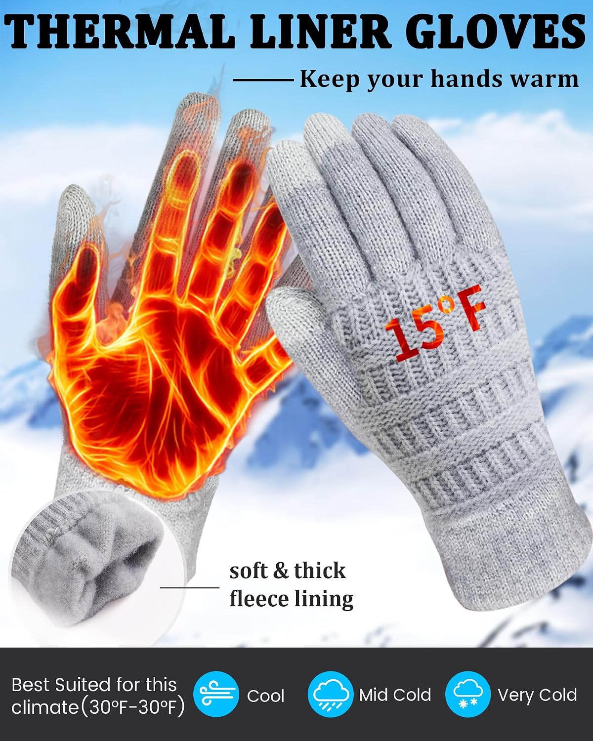 2 Pzas Guantes Térmicos Mujer Pantalla Táctil Invierno