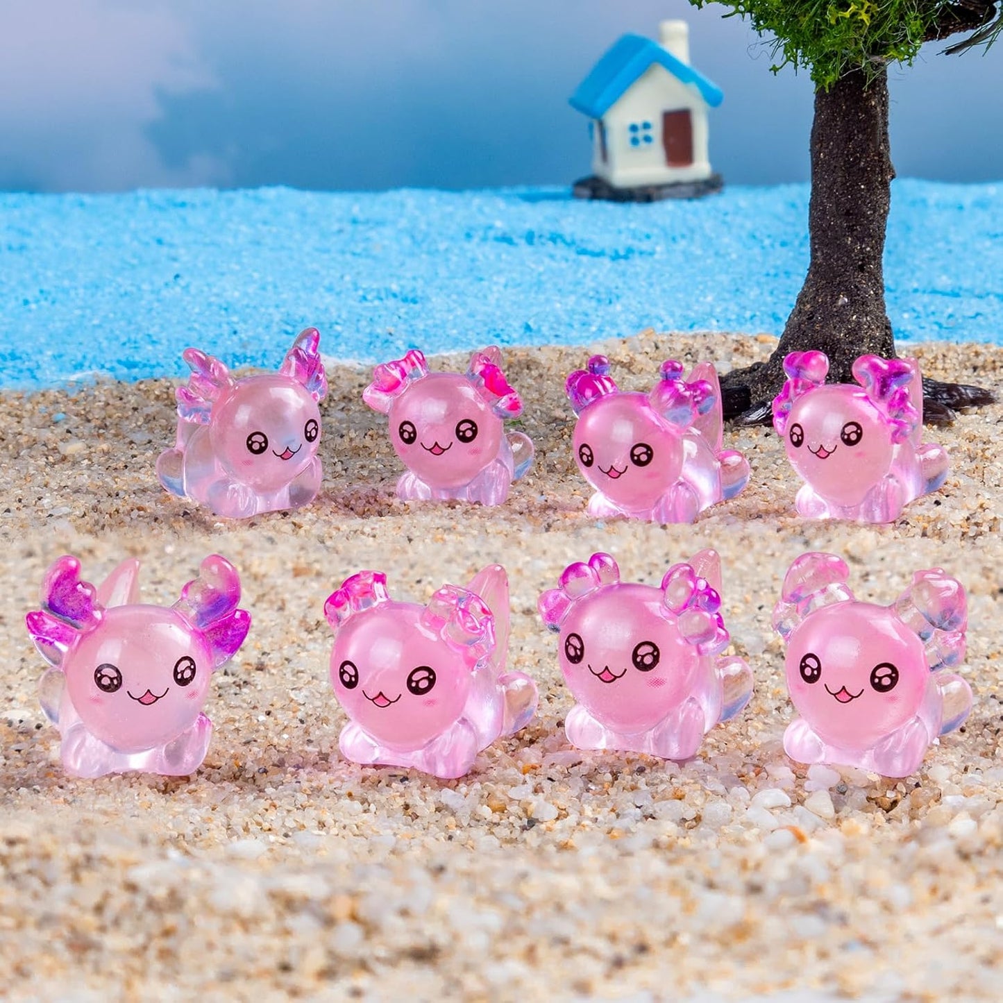80 Pzas Axolotl Resina con Coral Miniaturas para Jardín de Hadas