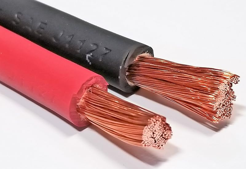 Cable AC/DC 6 AWG flexible cobre automóvil 10" negro rojo