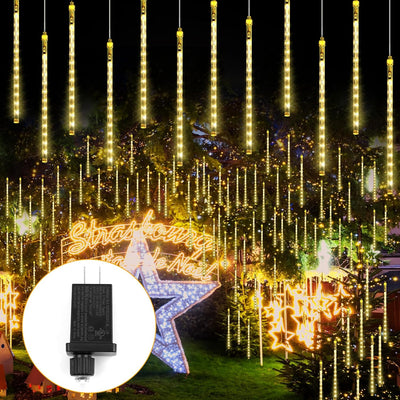Luces led de lluvia 192 impermeables para navidad jardín patio