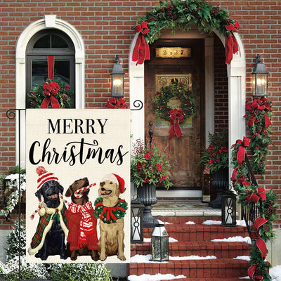 Bandera jardín perro navidad 12x18pulg doble cara patio