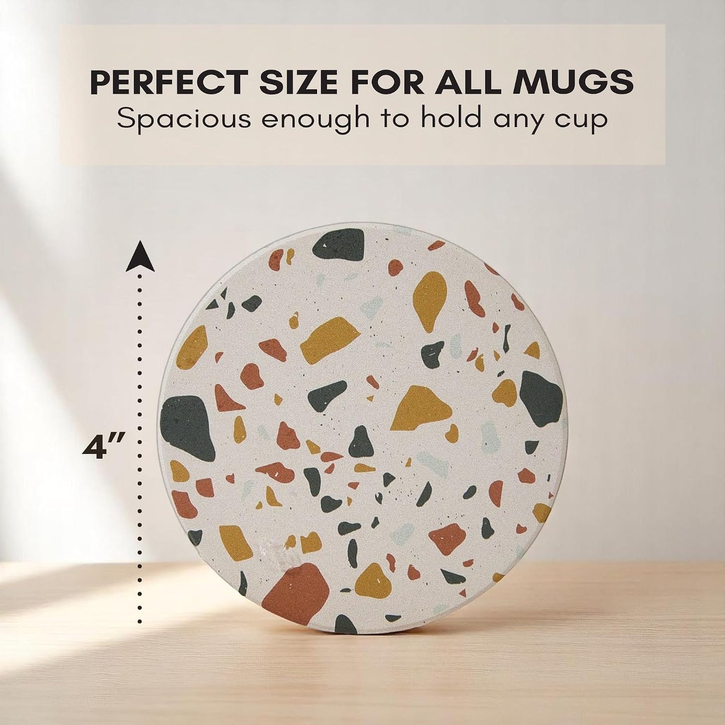 6 Pzas Posavasos Terrazo con Soporte Bebidas