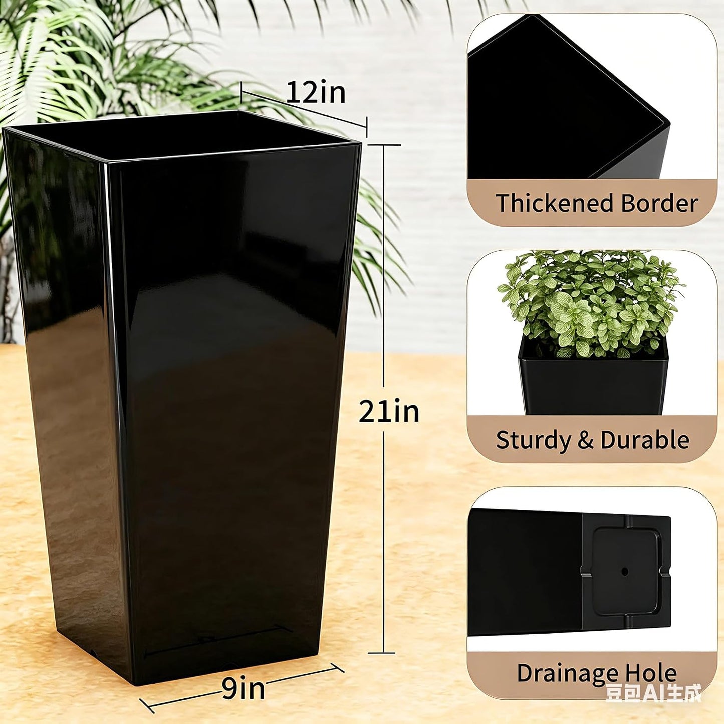 Macetas cónicas 21pulg para plantas interior exterior set 2