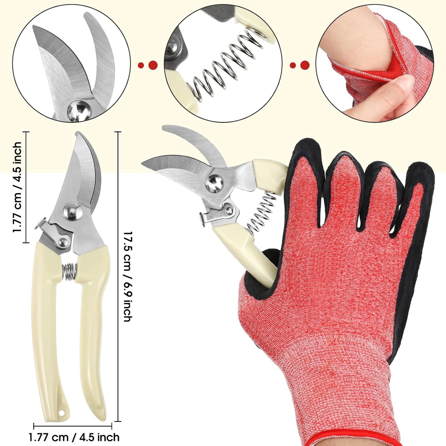 Kit jardinería mujer tijeras espinas guantes cinta rosa