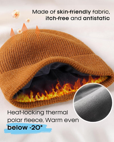 Gorro beanie con forro polar cálido para exterior