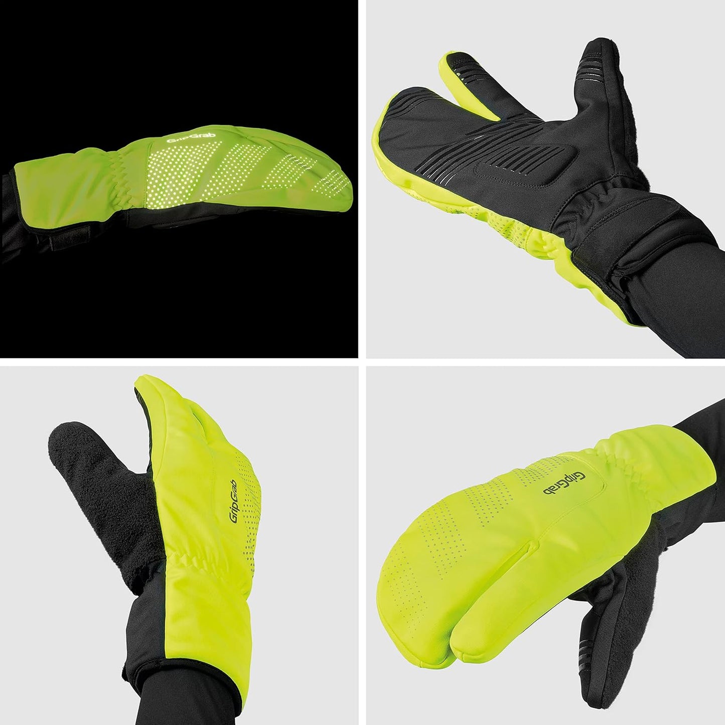 Guantes ciclismo invernales 3 dedos forrados tela térmica