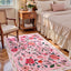Alfombra floral rosa dormitorio niña 3x5 antiderrap