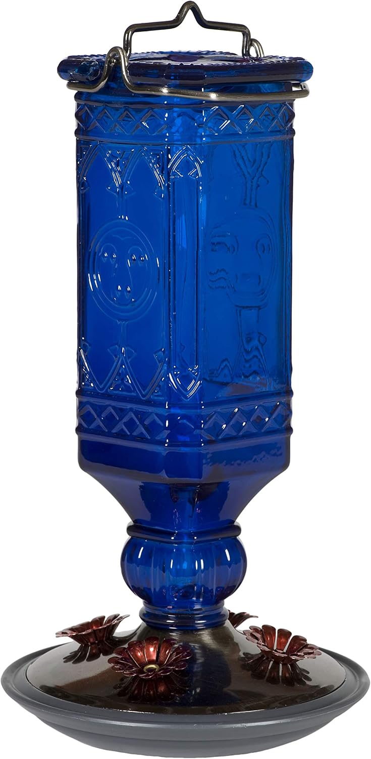 Botella antigua azul cobalto para colibríes 16oz