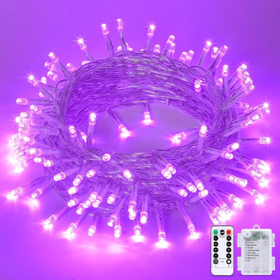 Luces LED púrpura Navidad 100 luces 33ft batería control remoto